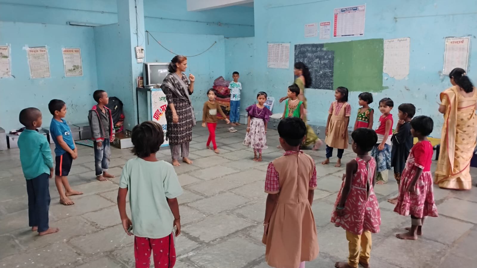 Children in a community learning space